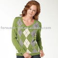 LADIES' CASHMERE V NECK PULLOVER